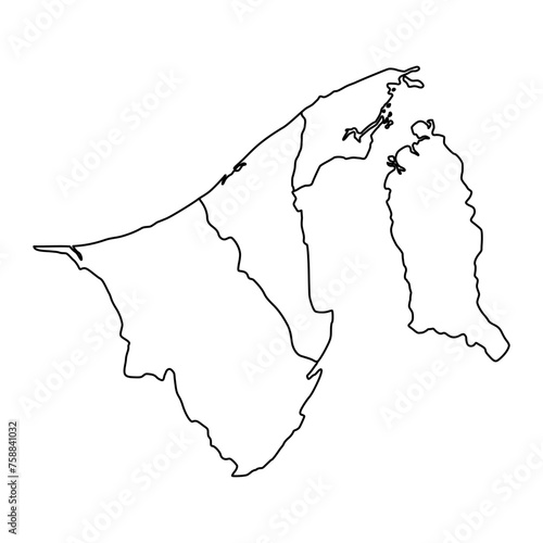 Brunei map with administrative divisions. Vector illustration.