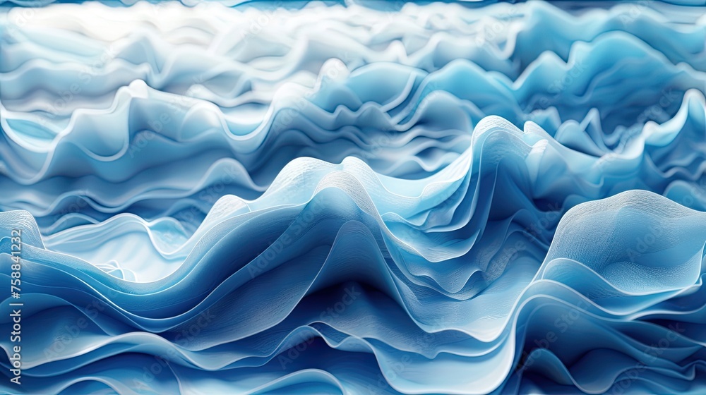 Obraz premium a dynamic blue wavy texture, elegantly capturing the fluidity and grace of ocean waves to create a serene and artistic background. SEAMLESS PATTERN