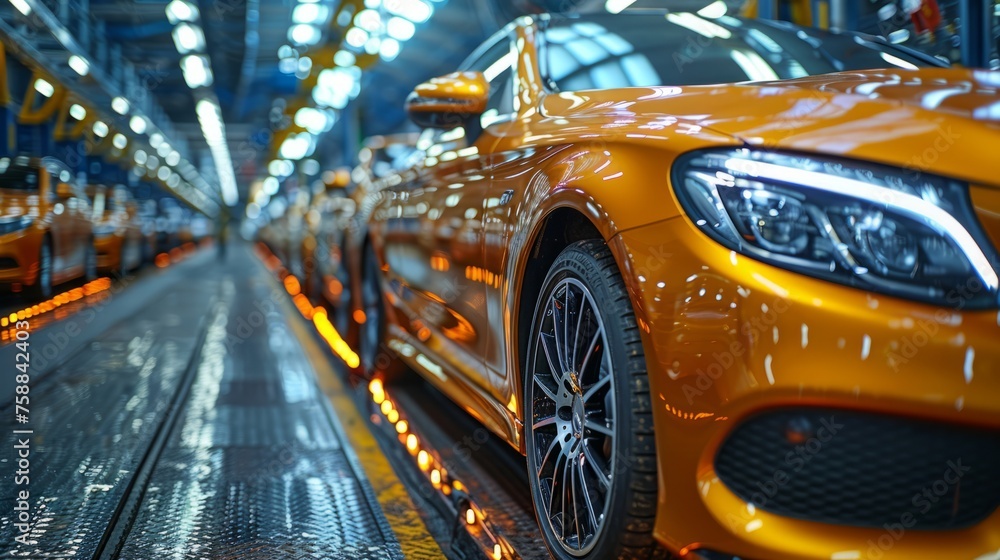 Car manufacturing factory, beautiful sport car model. Car manufacturing factory, beautiful sport car model.