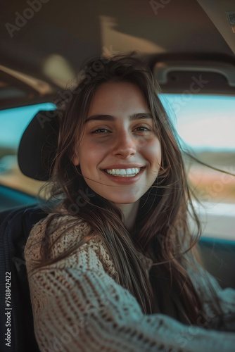 Beautiful woman in a car