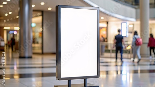 Blank billboard in shopping mall for your text or advertising content.