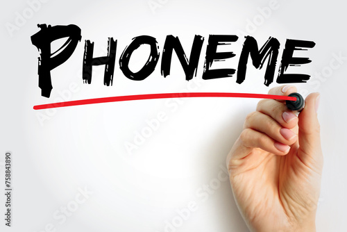 Phoneme is a unit of sound that can distinguish one word from another in a particular language, text concept background photo
