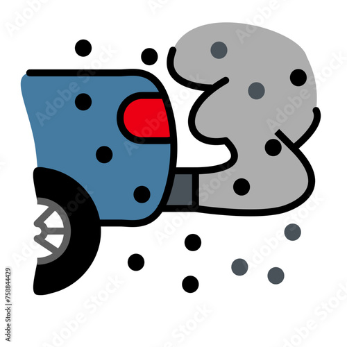 particle pollution from car flat color