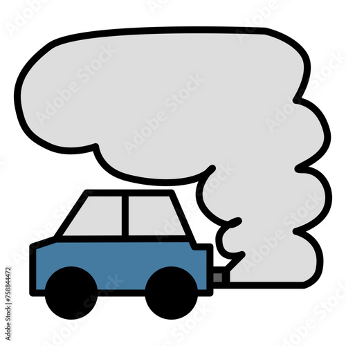 exhaust smoke from car flat color