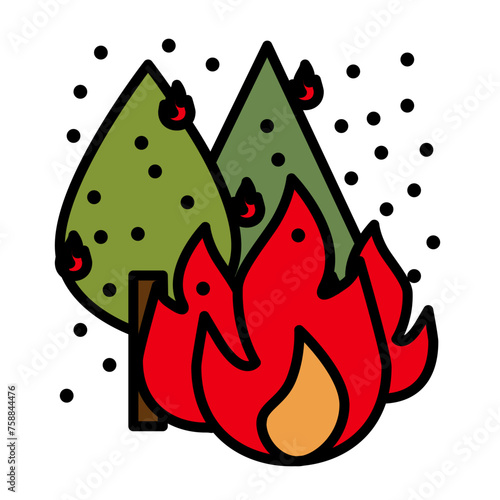 Fire particle pollution flat color