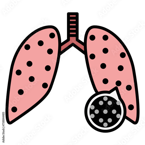 respiratory disease from particle pollution flat color