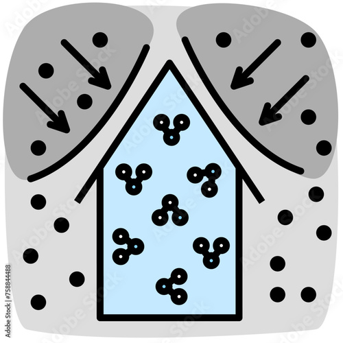 house with air purify flat color