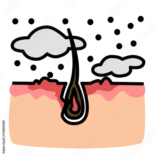 Skin allergy from particle pollution flat color
