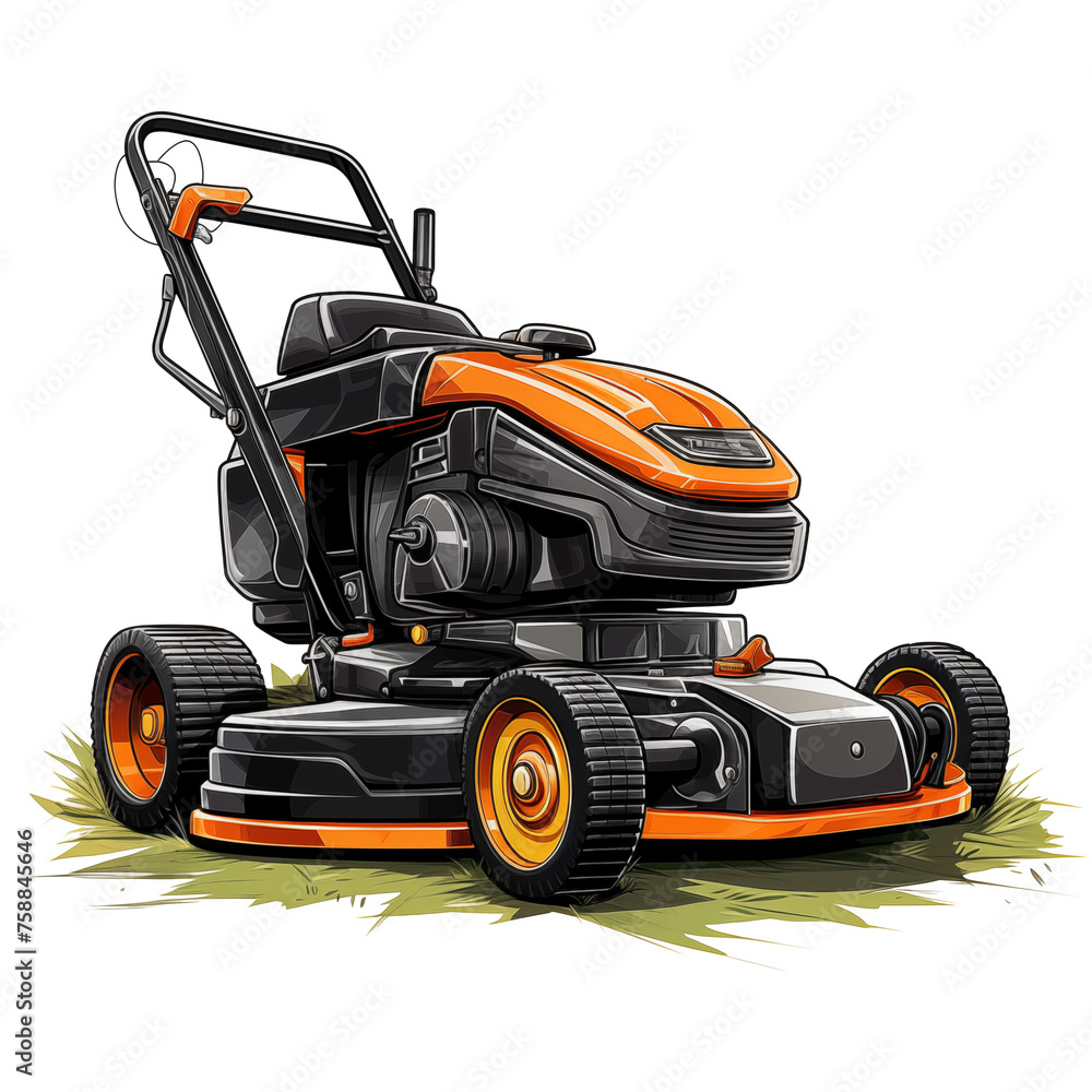 Lawn mower with transparent background