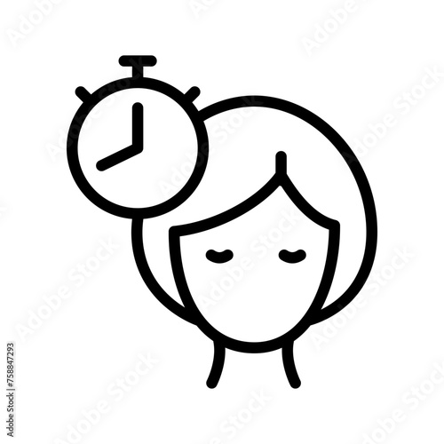 Cosmetics exposure time. Skin and hair care. A woman applies a hair or face mask. Hair care and bath icon. Wrap the hair and wait for the treatment effect using a timer