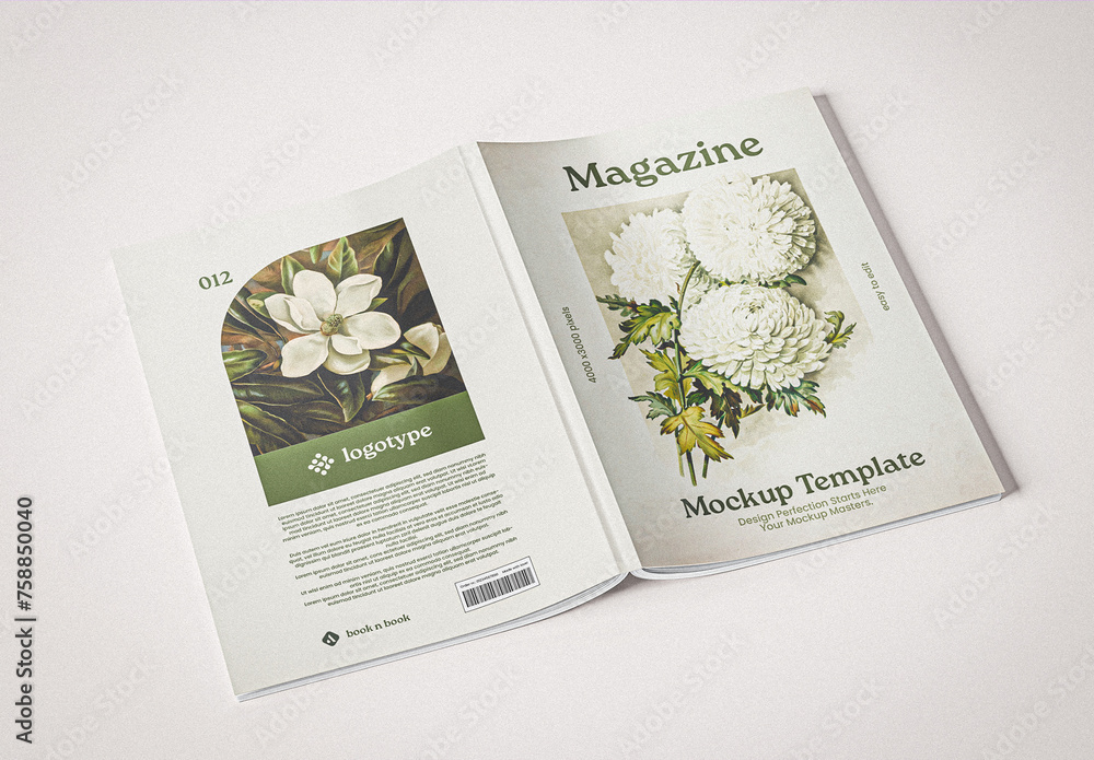 Opened Magazine Mockup Stock Template | Adobe Stock