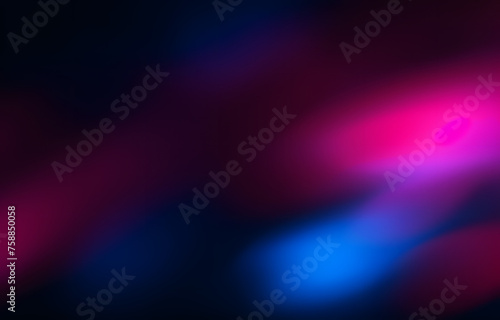 Neon blur glow on dark black abstract empty space background.