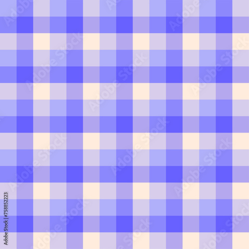 Seamless checkered pattern in pastel blue and lilac colours. Creative vibrant trendy tartan background design for kids. Abstract trendy gingham plaid.