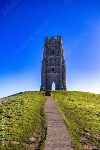 Drone Captures Breathtaking Sunrise with Mist at Glastonbury Tor - A Spectacular View from Somerset's Iconic Landmark