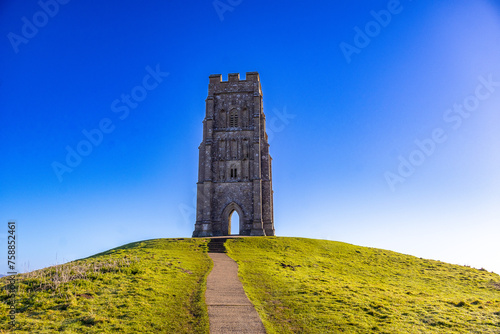 Drone Captures Breathtaking Sunrise with Mist at Glastonbury Tor - A Spectacular View from Somerset's Iconic Landmark