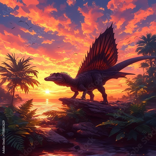 Explore a Vibrant Prehistoric World with the Majestic Dimetrodon