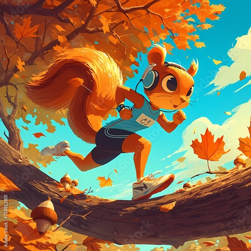 An Energetic Squirrel with Headphones Embarks on an Adventure through the Park! © RobertGabriel