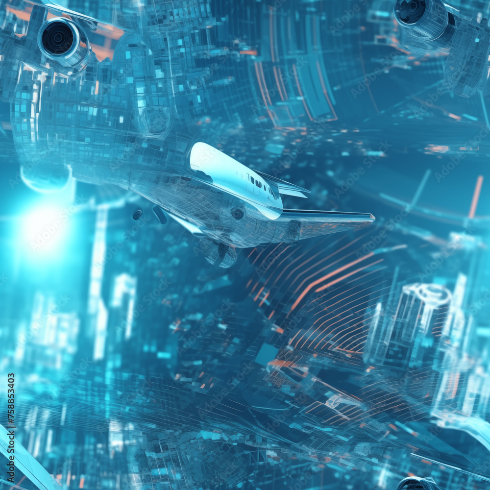 Naklejka premium Seamless pattern for World Aviation and Astronautics Day