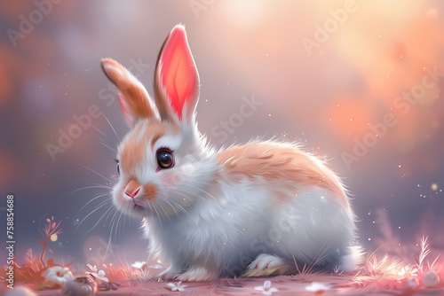 Cute Baby Rabbit Bunny Easter Illustration Art Cartoon Generative AI