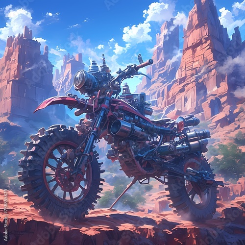 Embark on an Epic Steampunk Journey with this Custom Built Dirt Bike for Exploring the Wilds photo