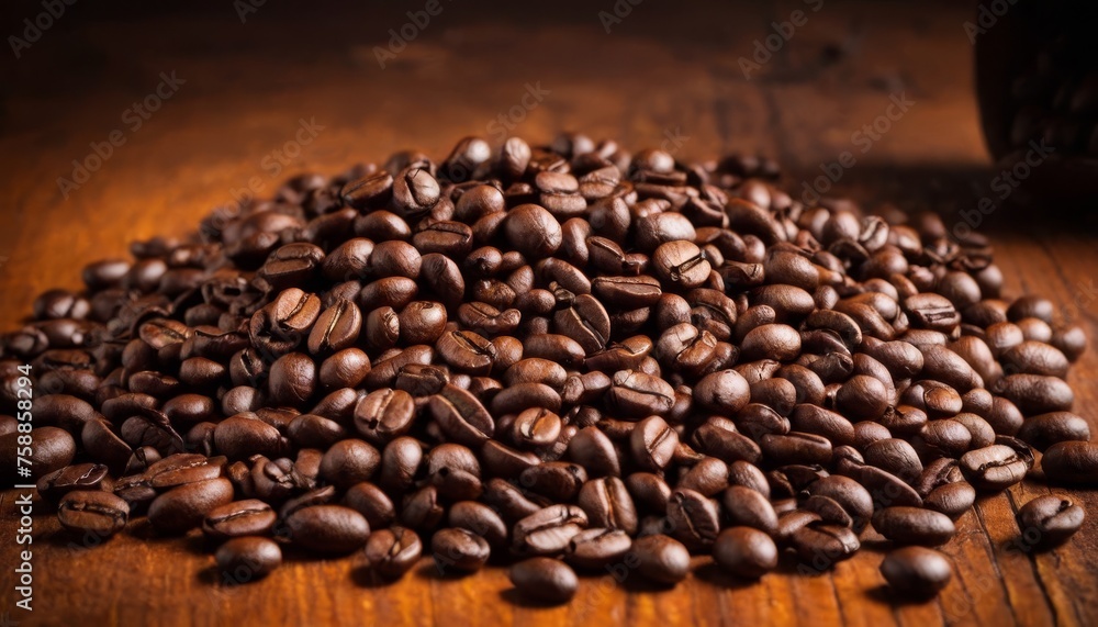 Cup coffee beans wooden