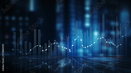 Stock Market Chart and digital graph on Dark Blue Background. financial chart and candlestick graph © 思源 蒋