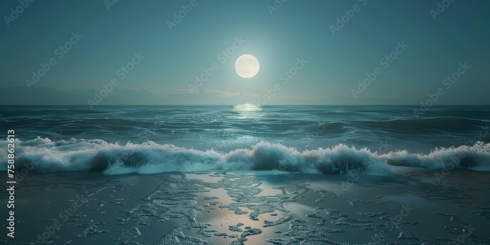 Ultra-aesthetic 3D art of a moonlit beach, with gentle waves and a serene, dreamy atmosphere Ultra-aesthetic 3D art of a moonlit beach, with gentle waves and a serene, dreamy atmosphere