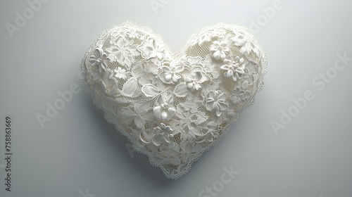 Classic Floral Lace Heart Shape Off White Color