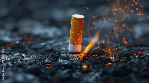 Smoking Consequences, Extinguished cigarette, Health Awareness