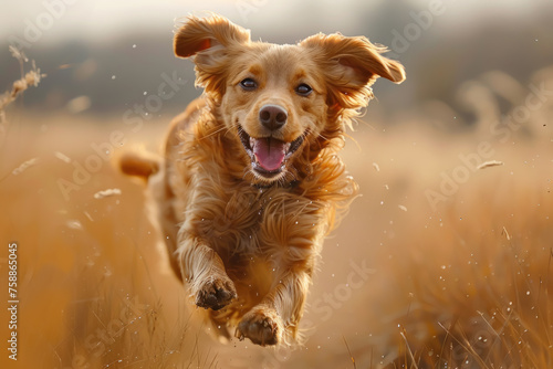 Canine Companions, Dogs running in field, Playful Pets photo