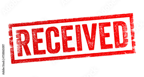 Received - indicates that something has been given or delivered to someone, or that something has been obtained or acquired by someone, text concept stamp