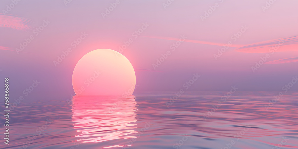 Aesthetic 3D visualization of a minimalist sunrise, with soft gradients and a calm, peaceful atmosphere 