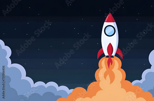 cartoon image of rocket with flames coming from the rear