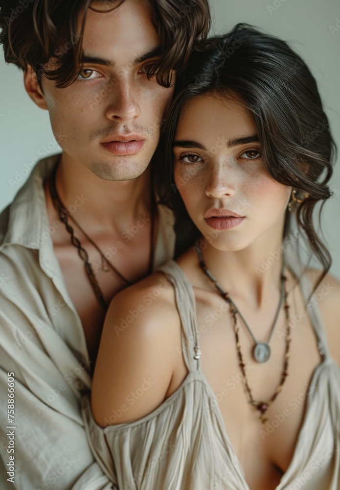 A loving couple of young men and women in close-up, passionate relationship A loving couple of young men and women in close-up, passionate relationship