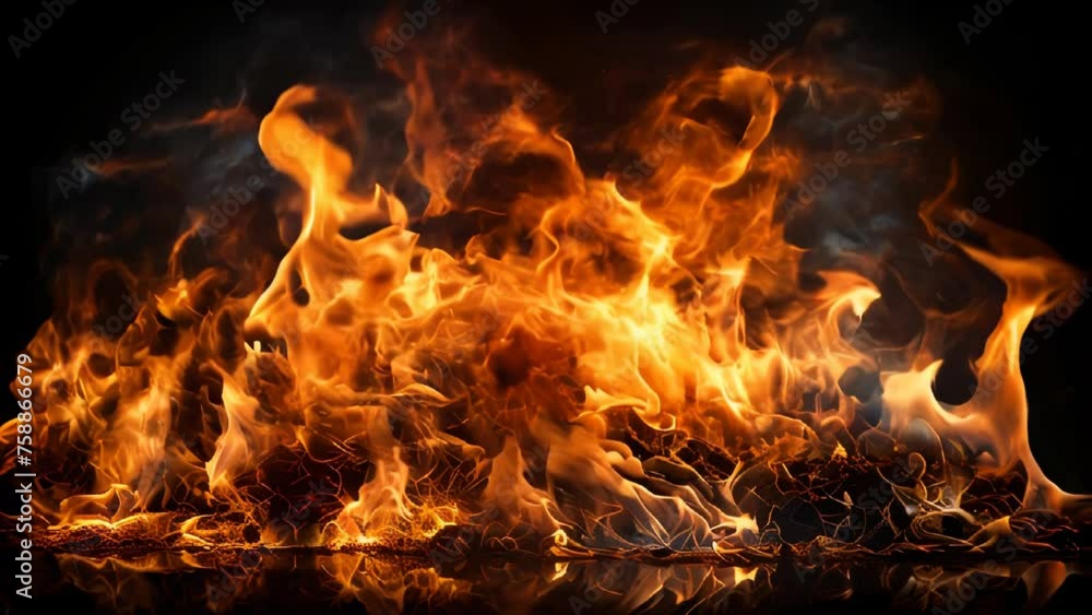 Burning bright hot fire fire on a dark background Burning bright hot fire fire on a dark background