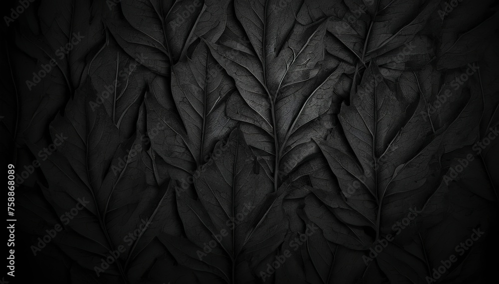 Black leaf wallpaper, dark background Black leaf wallpaper, dark background