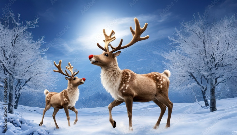Christmas reindeer wallpaper, winter holidays Christmas reindeer wallpaper, winter holidays