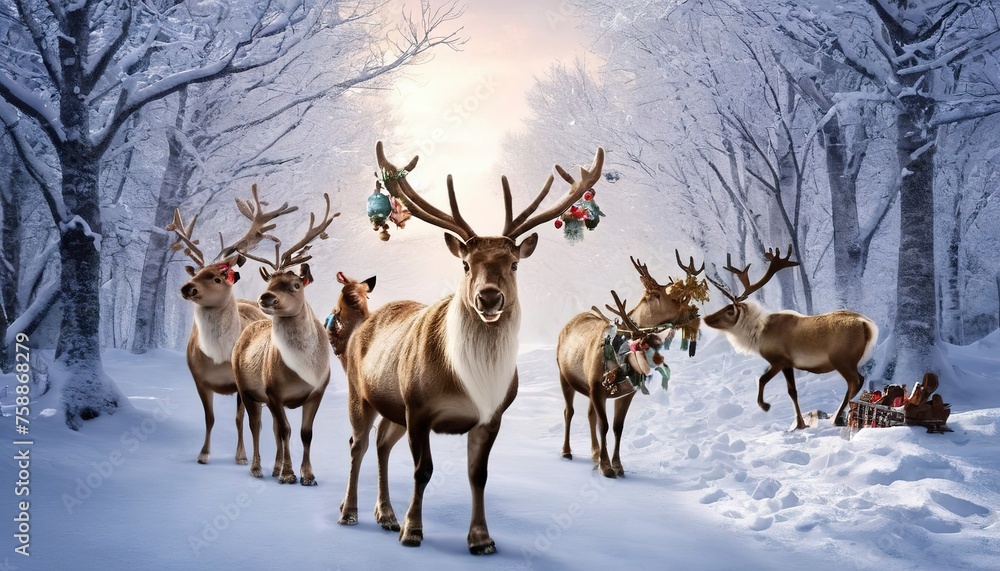 Christmas reindeer wallpaper, winter holidays Christmas reindeer wallpaper, winter holidays