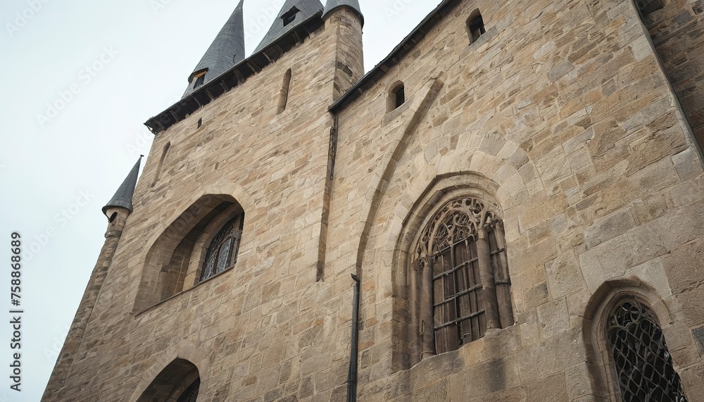 Low-angle shot of a medieval designed building