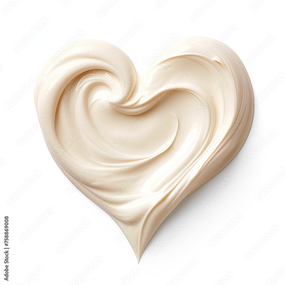 Cosmetic smear of cream in the shape of a heart Isolated on white background Cosmetic smear of cream in the shape of a heart Isolated on white background