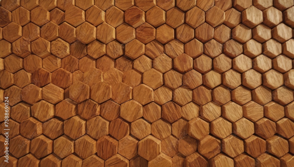 Geometric fall made from wooden Hexagon 3ds pattern Geometric fall made from wooden Hexagon 3ds pattern