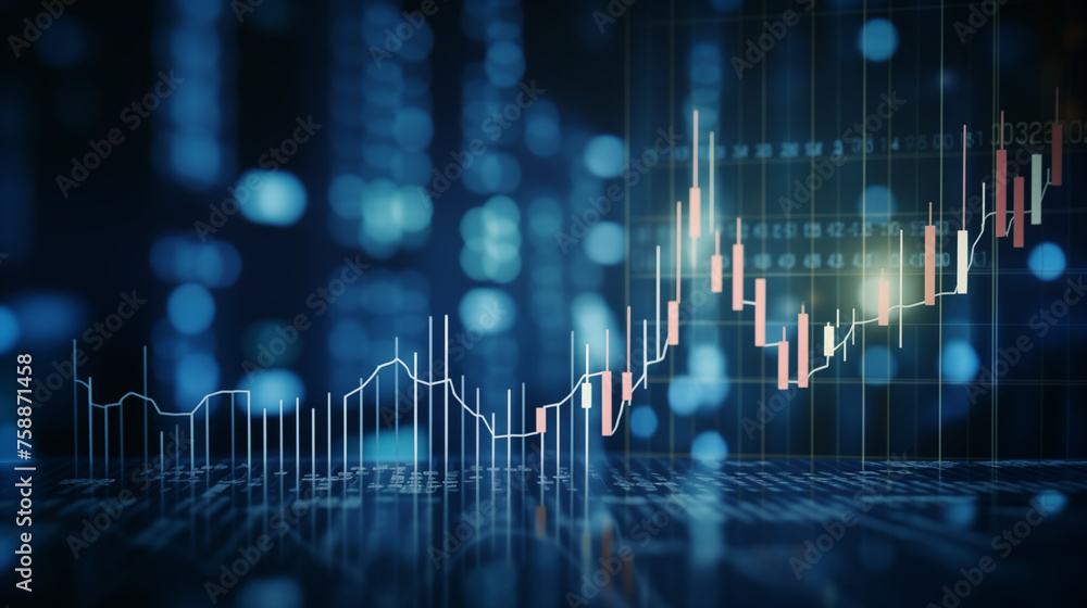 Stock Market Chart and digital graph on Dark Blue Background. financial chart and candlestick graph Stock Market Chart and digital graph on Dark Blue Background. financial chart and candlestick graph
