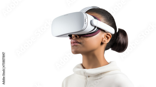 Young Woman Delighting in VR Experience