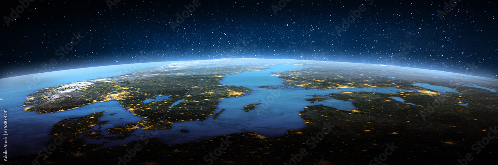 Scandinavia, landscape frome space