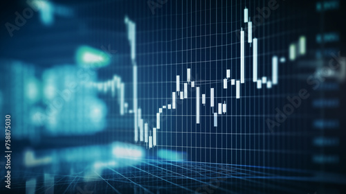 Market chart of business stock graph or investment financial data profit on Dark Blue Background. financial chart and candlestick graph