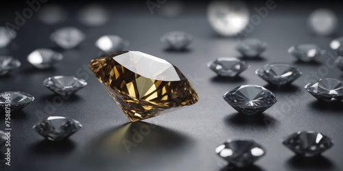 Diamonds on a black background. 3d rendering, 3d illustration.