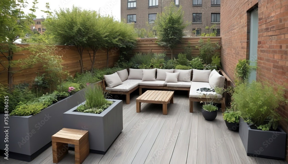 Contemporary outdoor terrace, urban garden