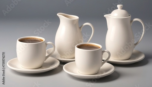 Hot coffee, milk, creamer plate set