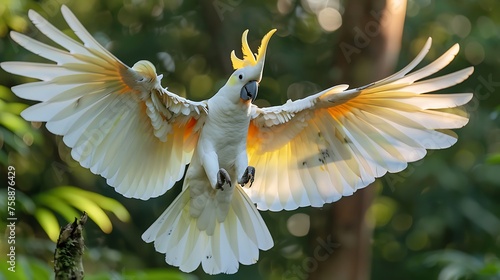 Cacatua galerita or cockie with wings spread wide photo