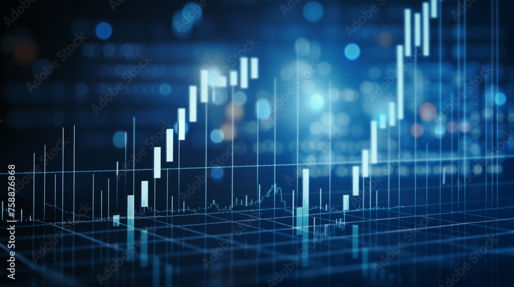 Market chart of business stock graph or investment financial data profit on Dark Blue Background. financial chart and candlestick graph Market chart of business stock graph or investment financial data profit on Dark Blue Background. financial chart and candlestick graph